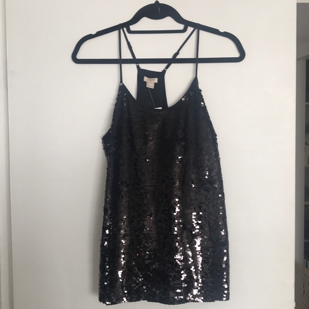 NWT J Crew black sequin tank top